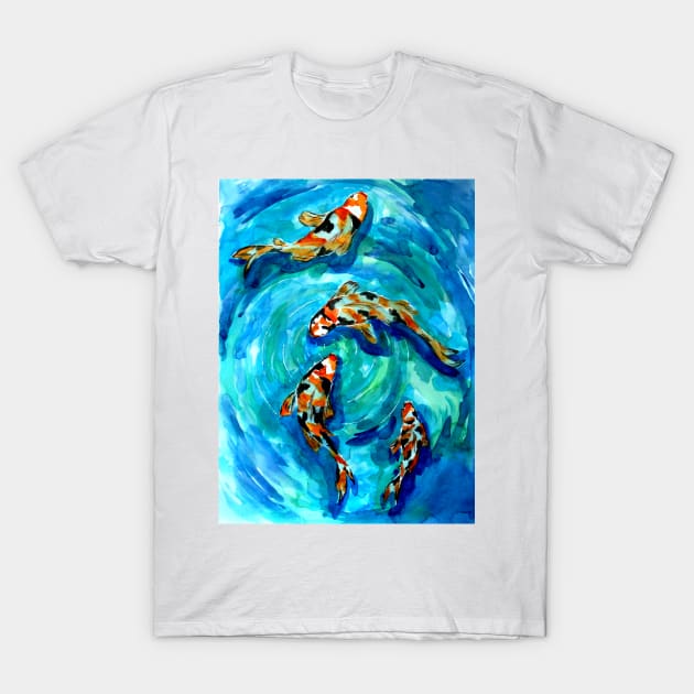 Koi Carps in Water Vortex T-Shirt by ZeichenbloQ